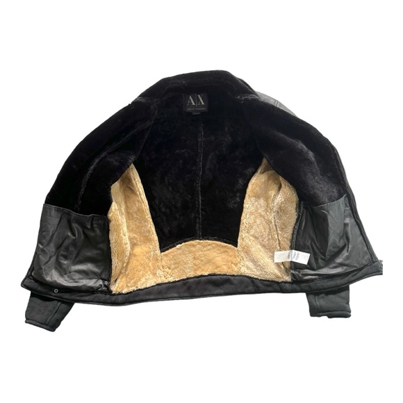 Vintage Armani exchange Lamb Leather Biker style jacket Size S - Picture 3 of 6